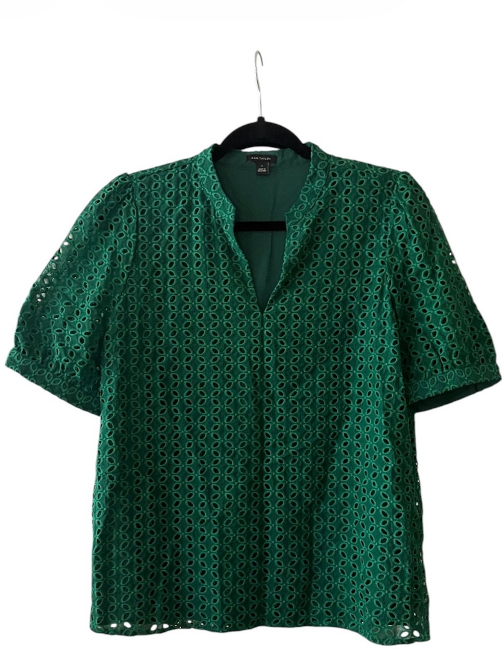 Ann Taylor Eyelet Blouse | Women’s Small | Emerald Green